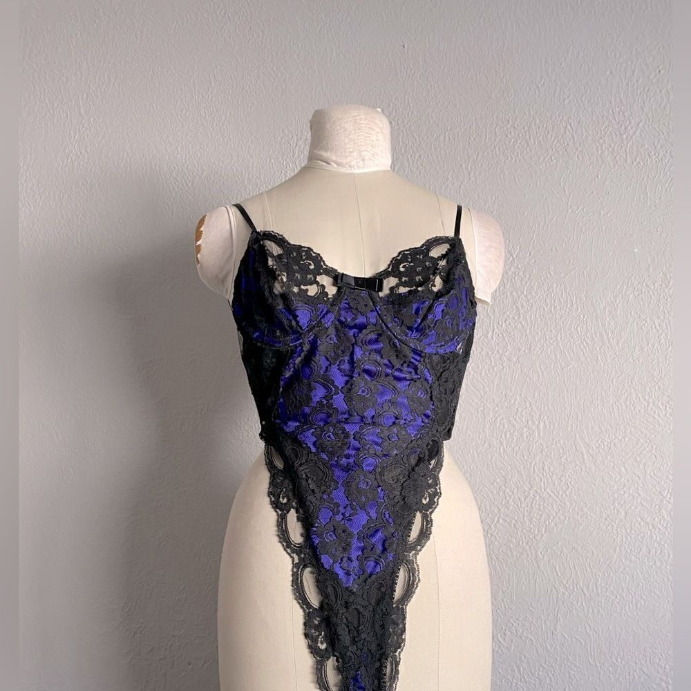 Vintage Victoria’s Secret 80s Bodysuit Size Medium Black & Purple